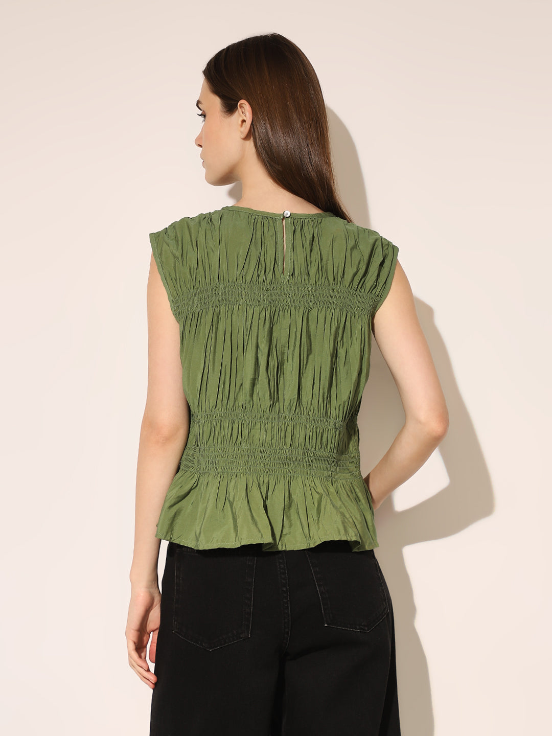 Green Smocked Top