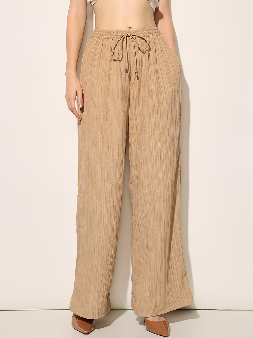 Brown High Rise Flared Pants