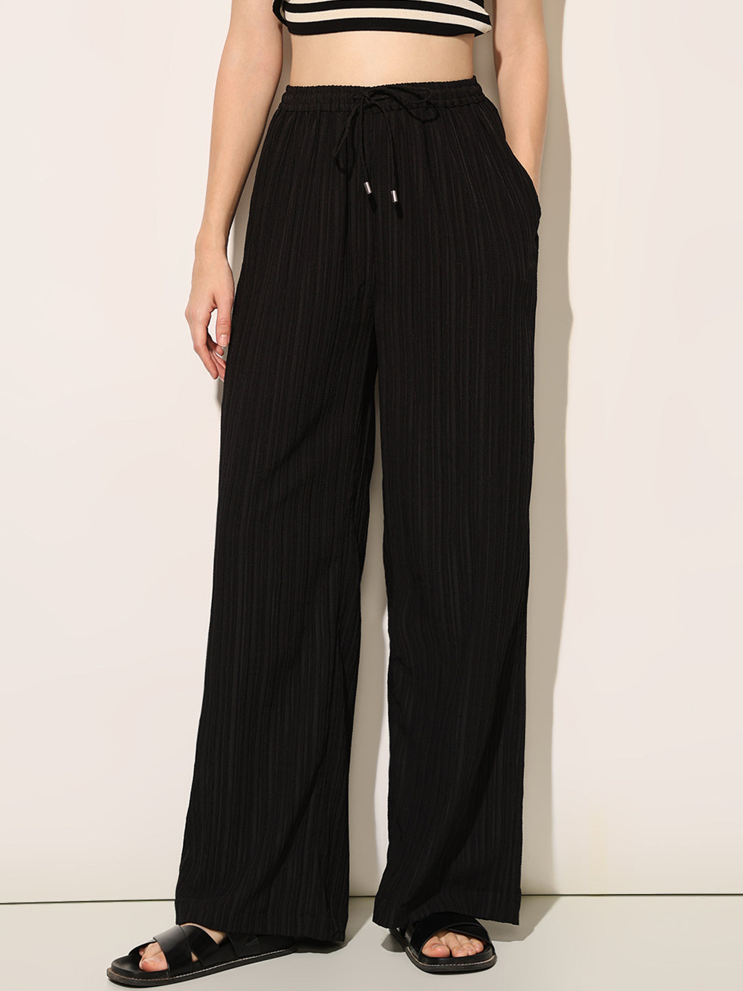 Black High Rise Parallel Pants