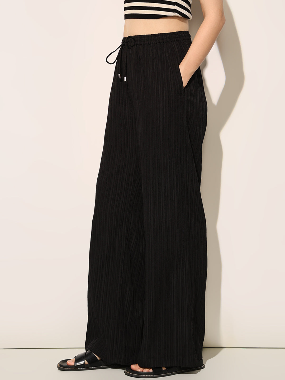 Black High Rise Parallel Pants