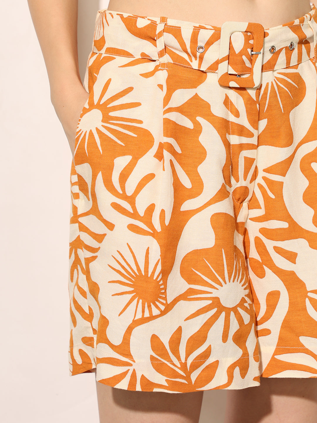 Orange Printed Shorts