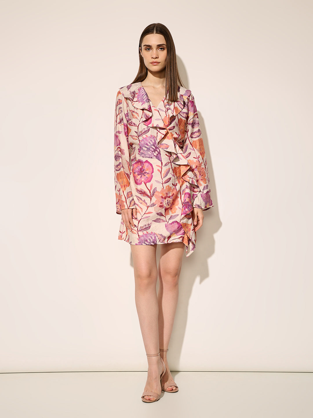 Multi-Colour Printed Flounce Dress