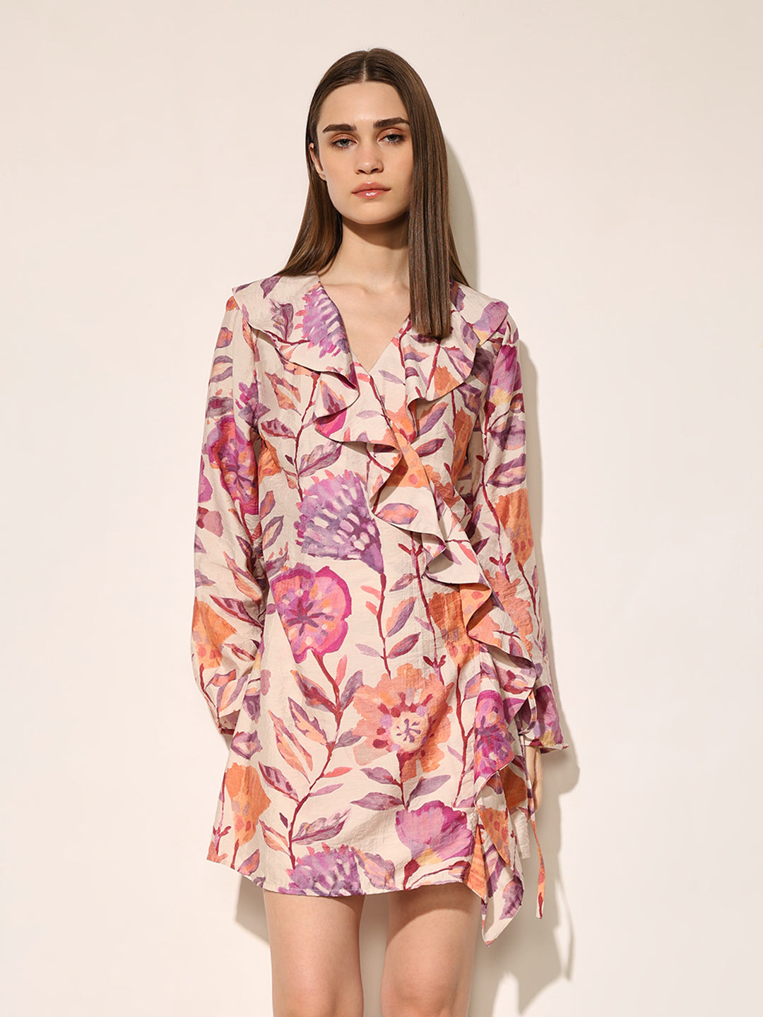 Multi-Colour Printed Flounce Dress