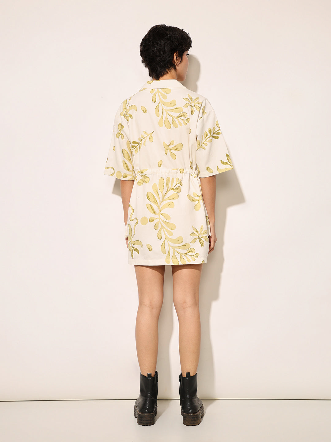 Beige Printed Shirt Dress