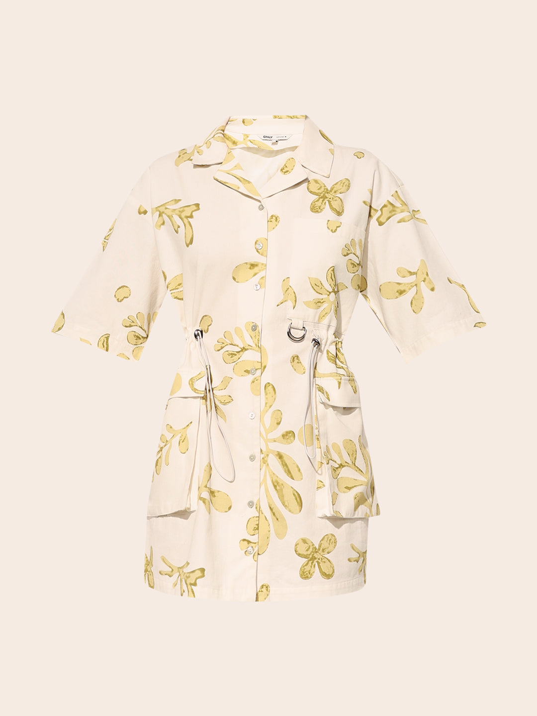 Beige Printed Shirt Dress