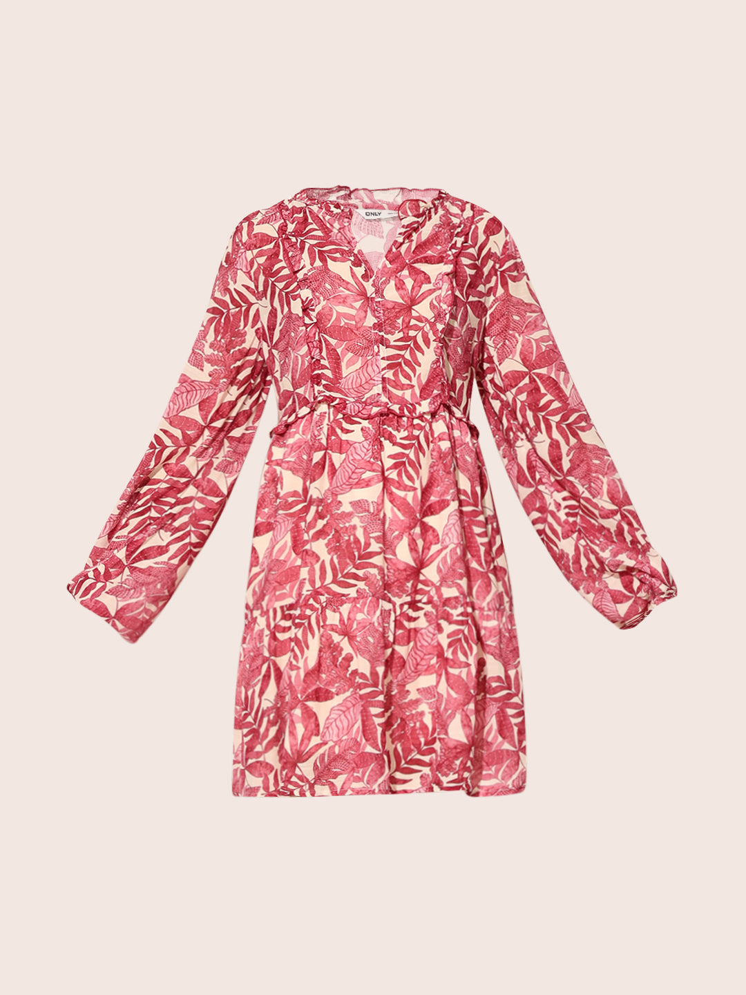 Maroon Printed Flounce Dress