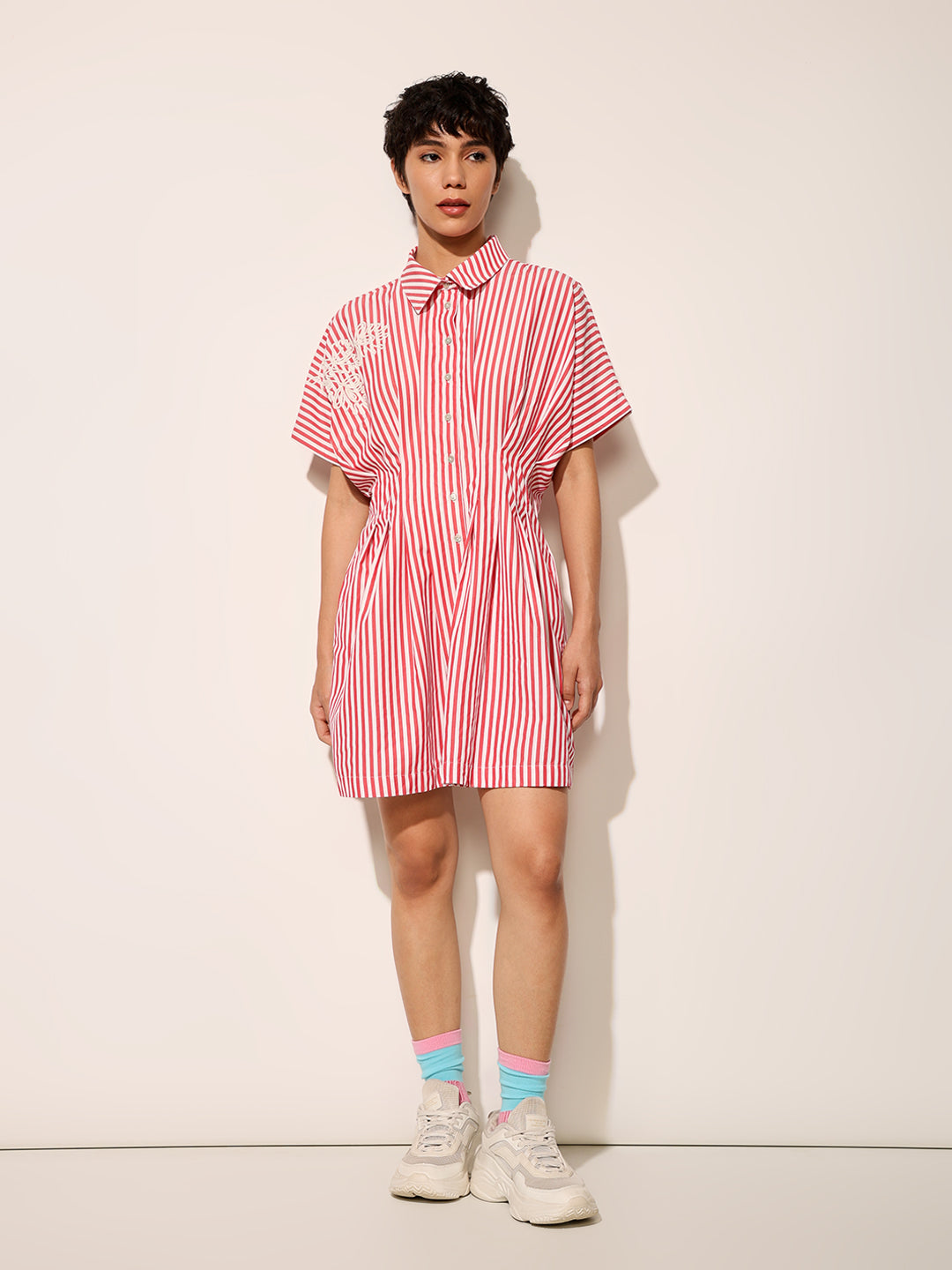 Pink Striped Shirt Dress