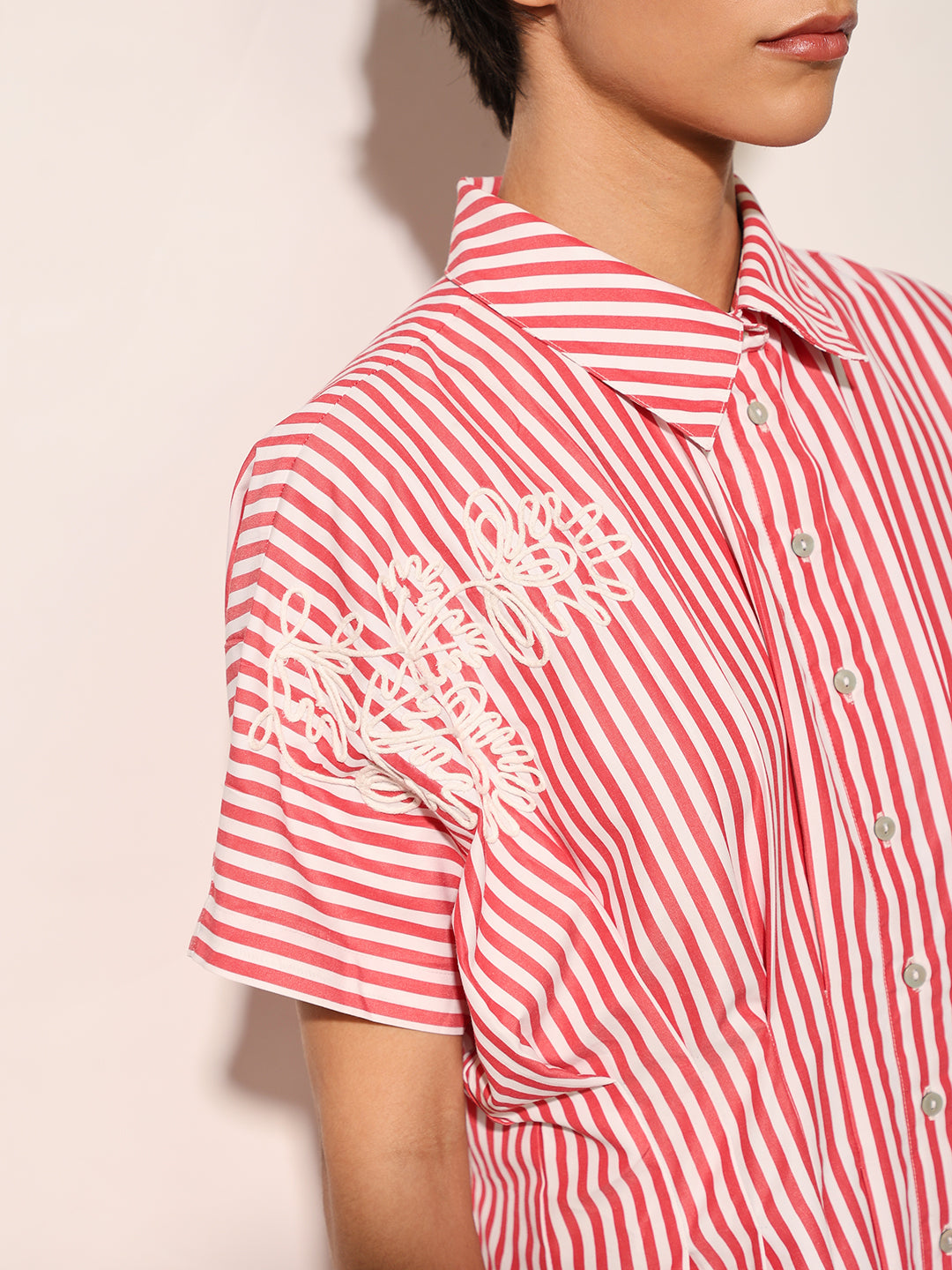 Pink Striped Shirt Dress