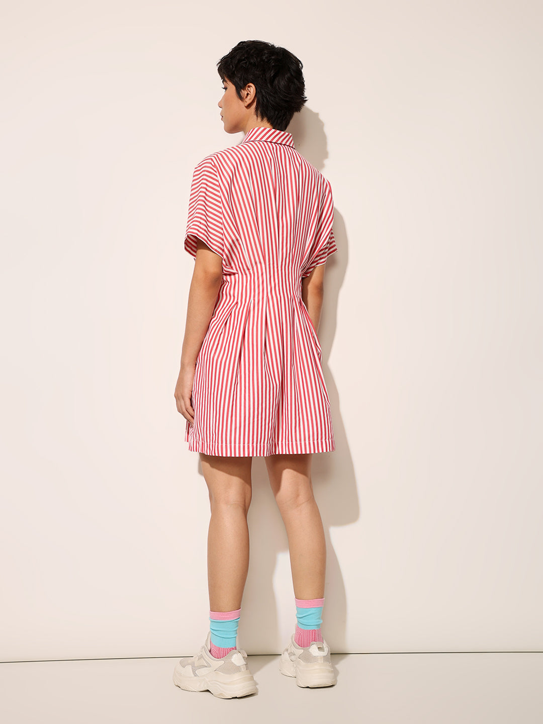 Pink Striped Shirt Dress