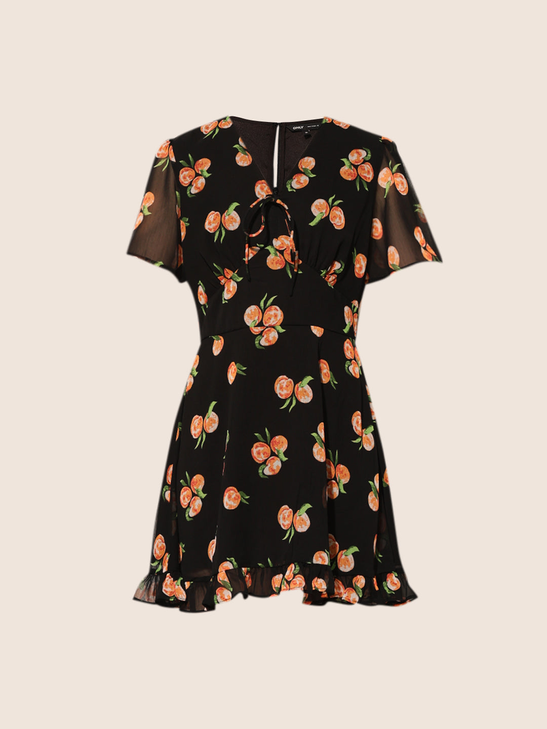 Black Printed V Neck Dress