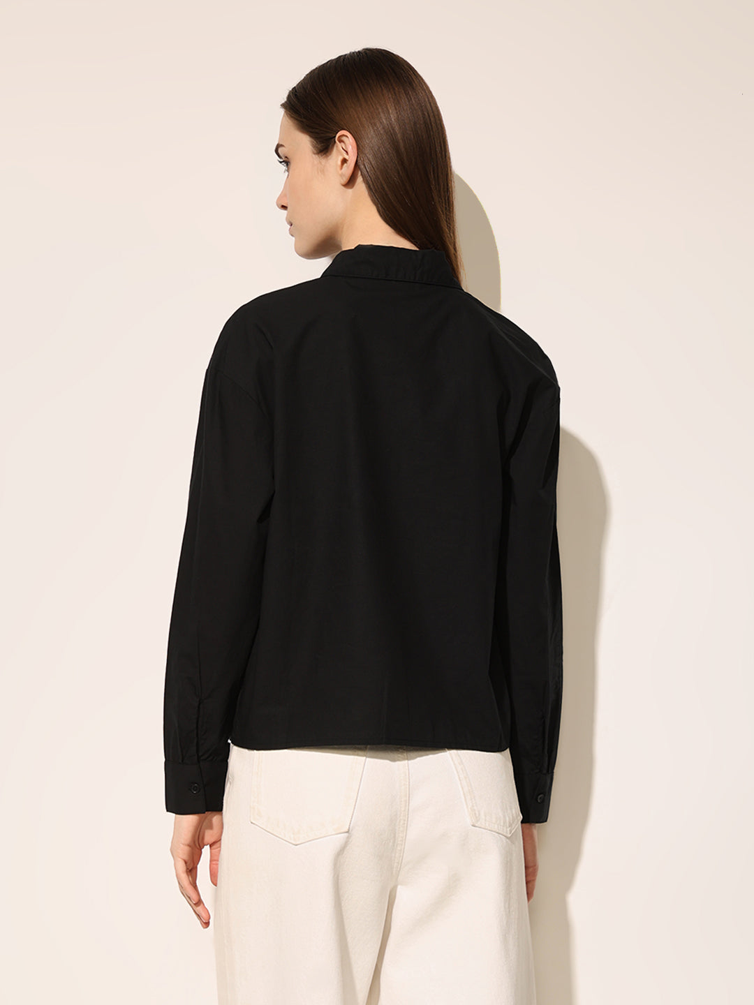 Black Embroidered Cotton Shirt