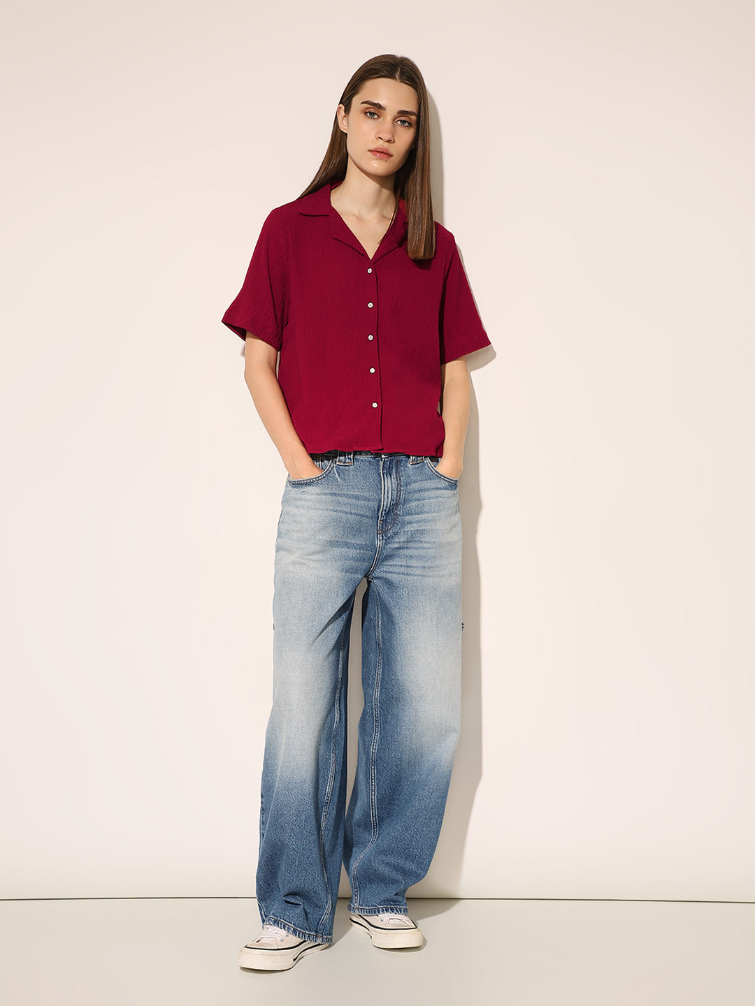 Maroon Textured Shirt