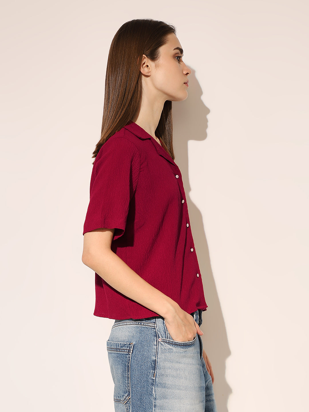 Maroon Textured Shirt
