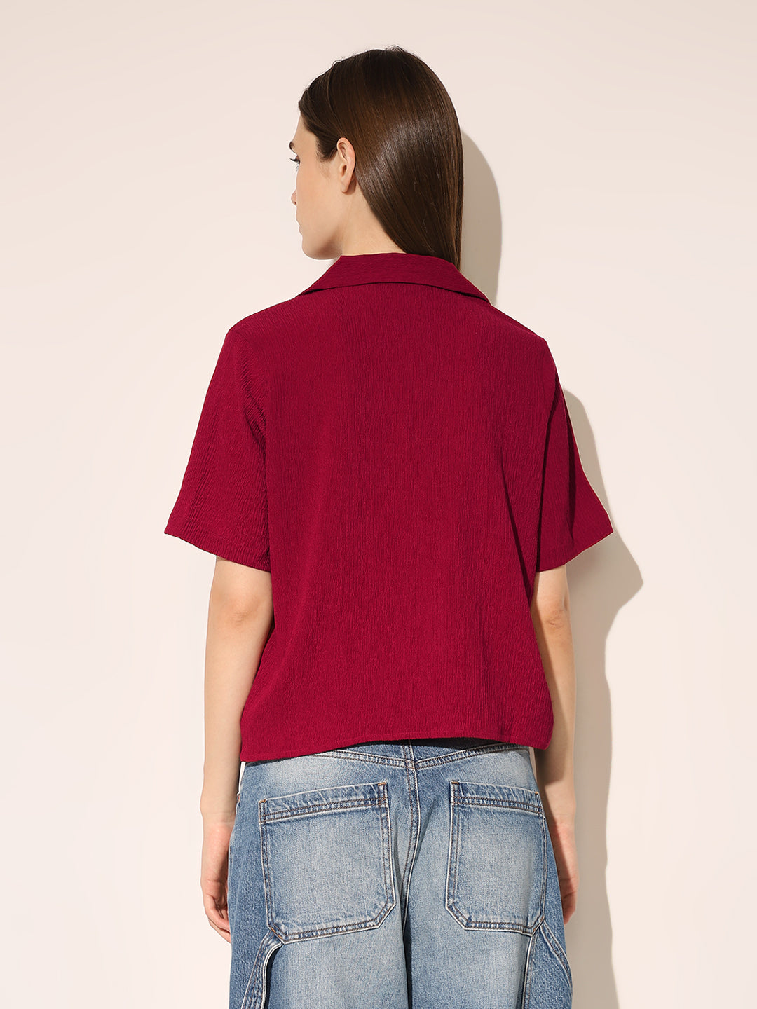 Maroon Textured Shirt