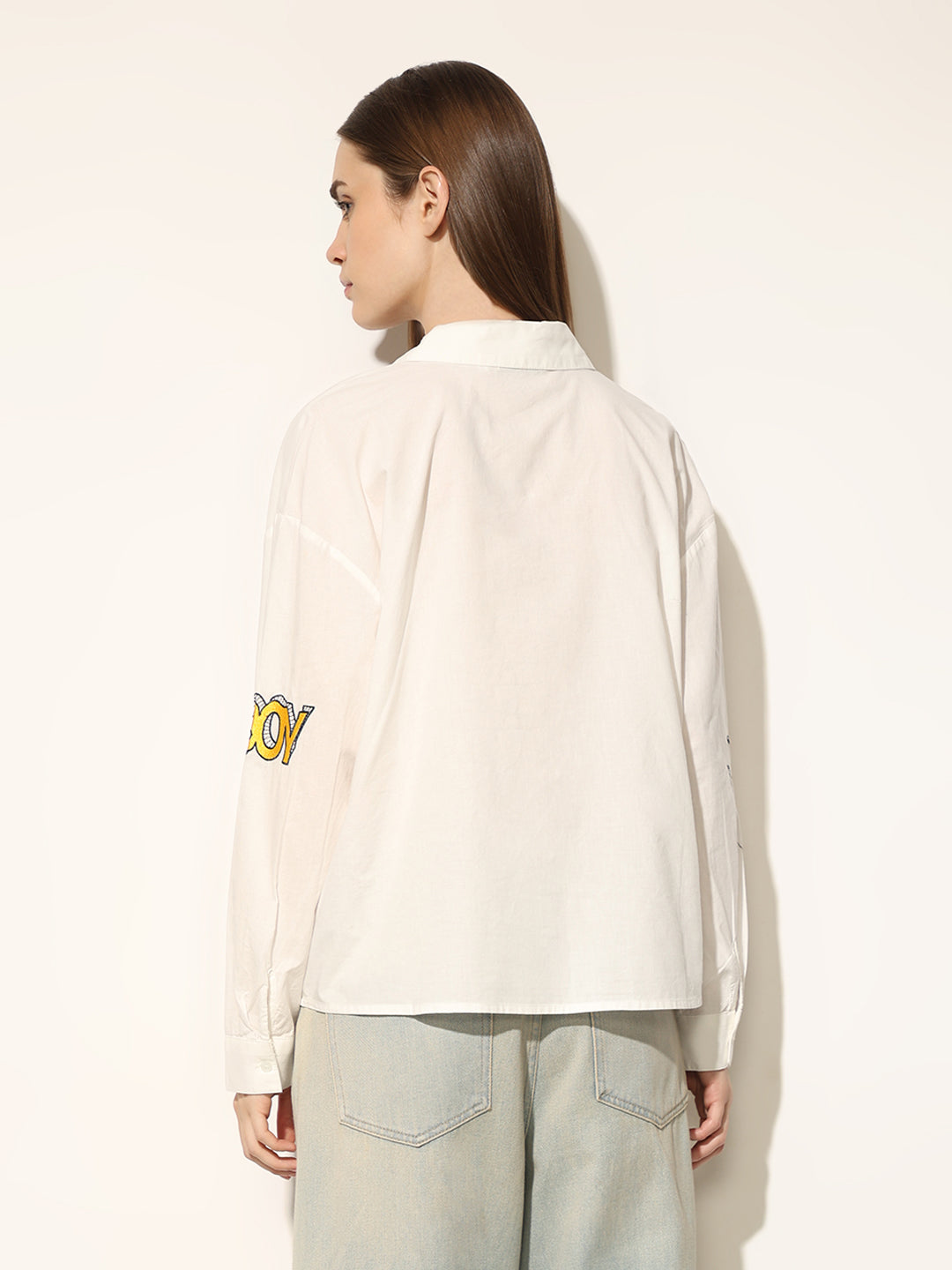 White Embroidered Cotton Shirt