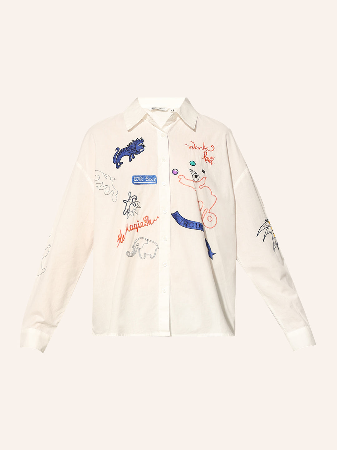 White Embroidered Cotton Shirt