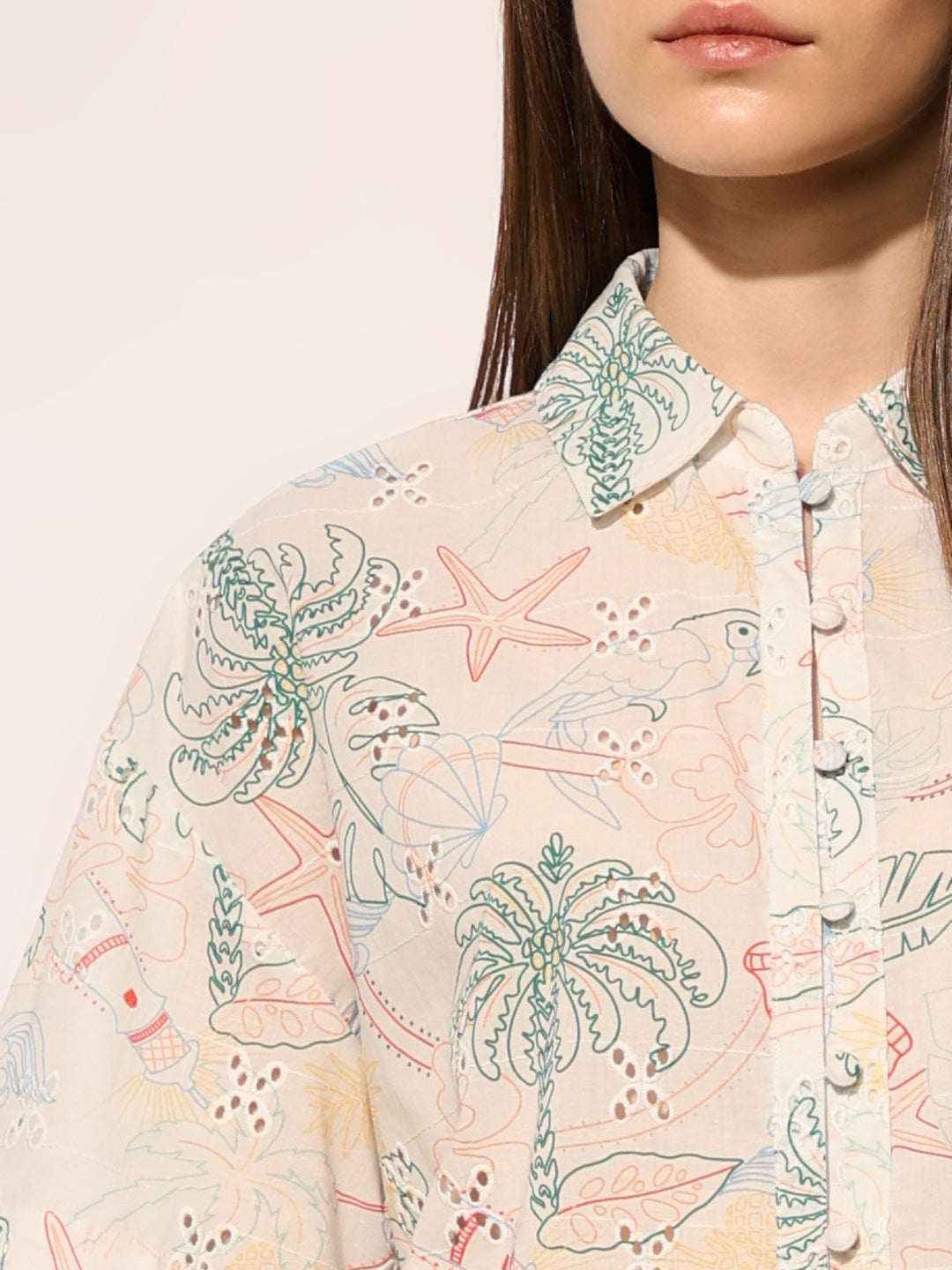 White Printed Cotton Shirt