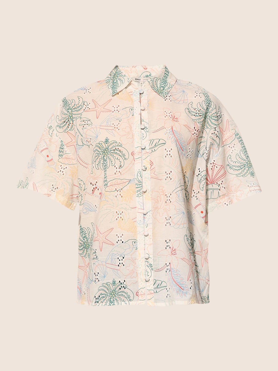White Printed Cotton Shirt