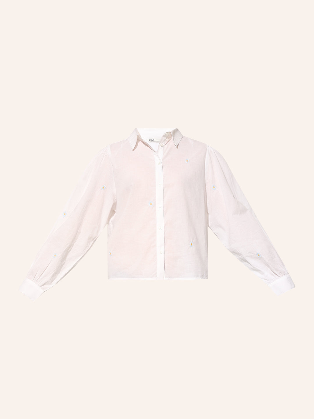 White Embroidered Floral Shirt