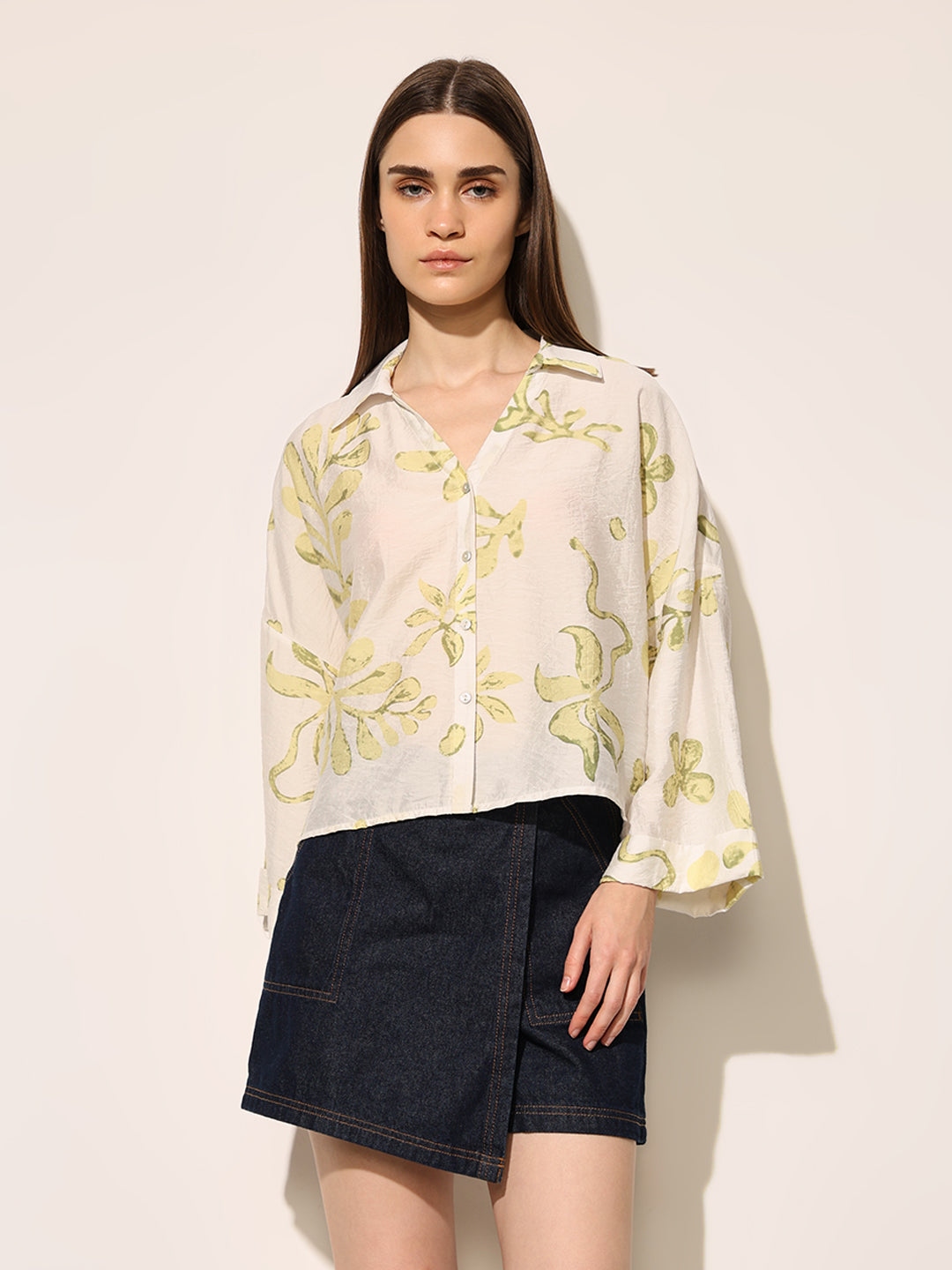 White Printed Viscose Shirt