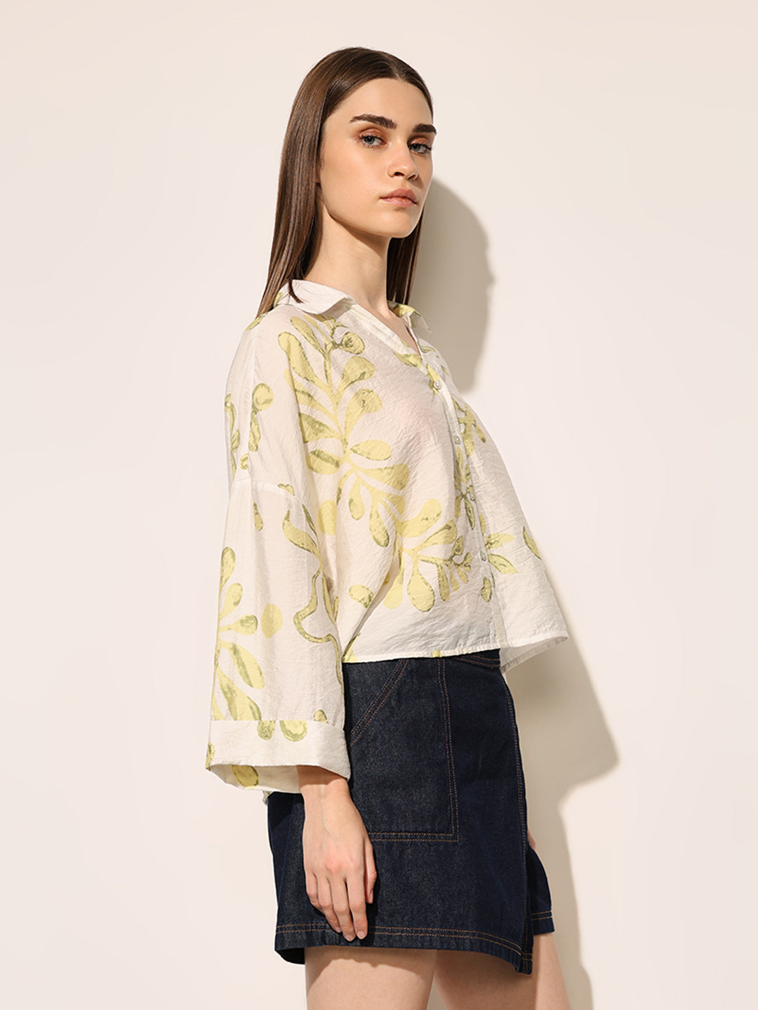 White Printed Viscose Shirt