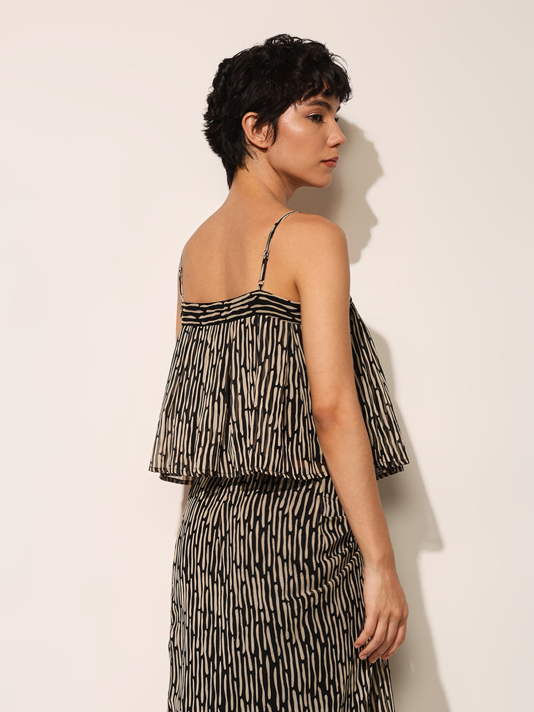 Black Printed Strappy Top