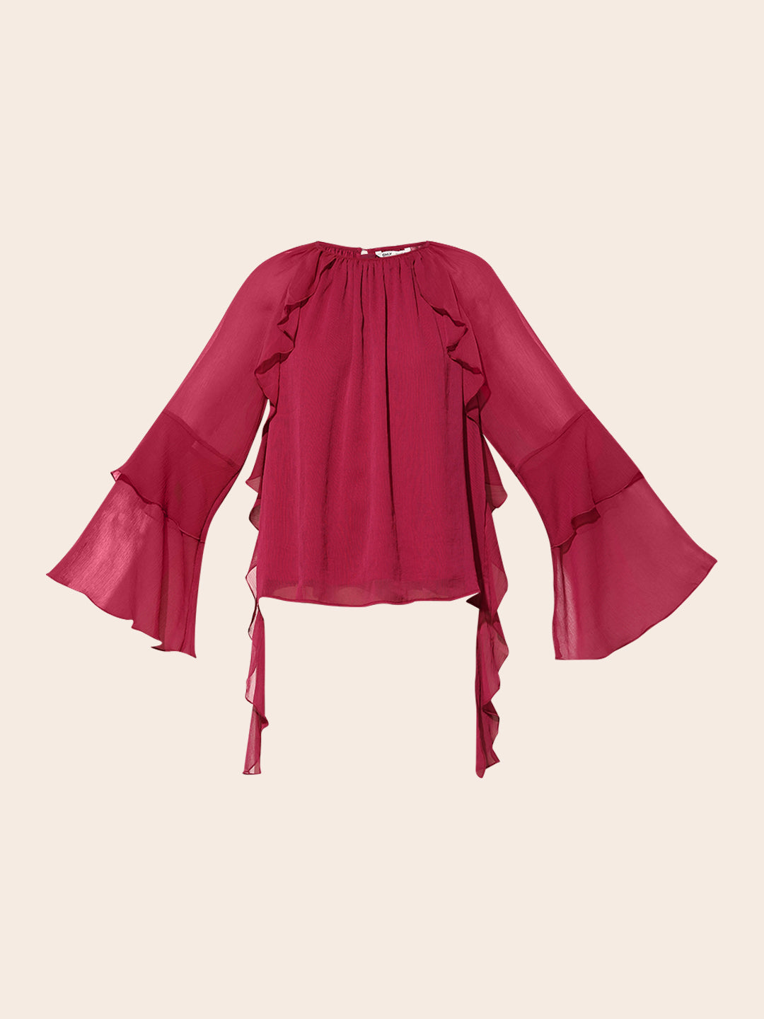 Maroon Sheer Full Sleeves Top