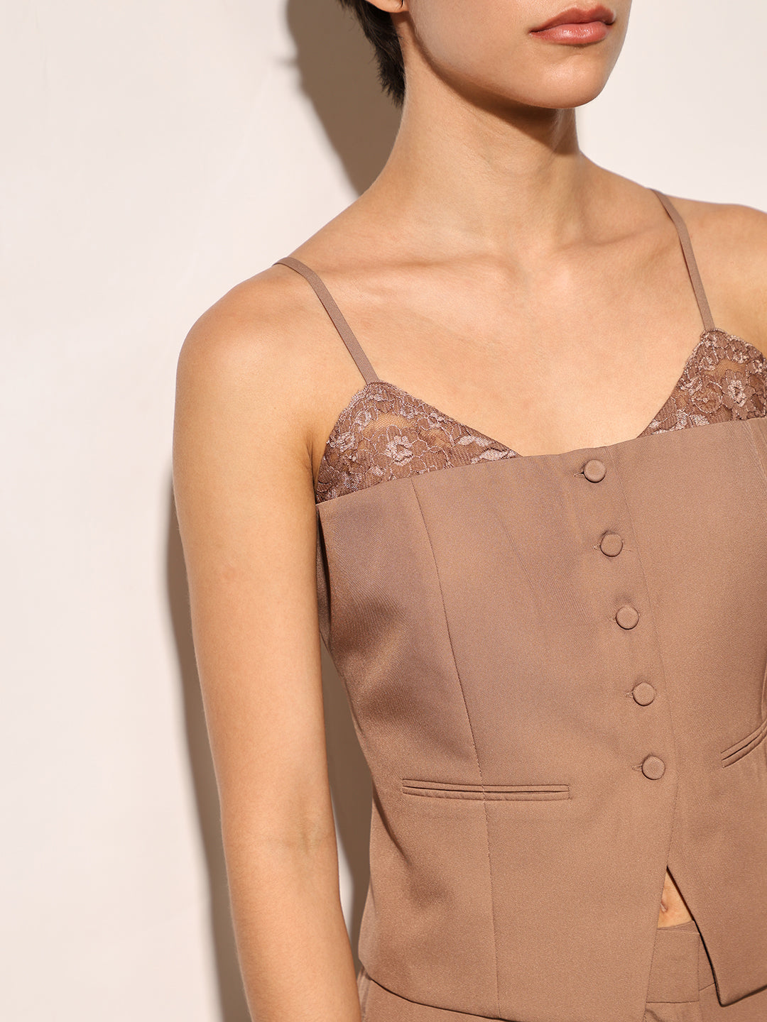 Tan Co-ord Set Strappy Top