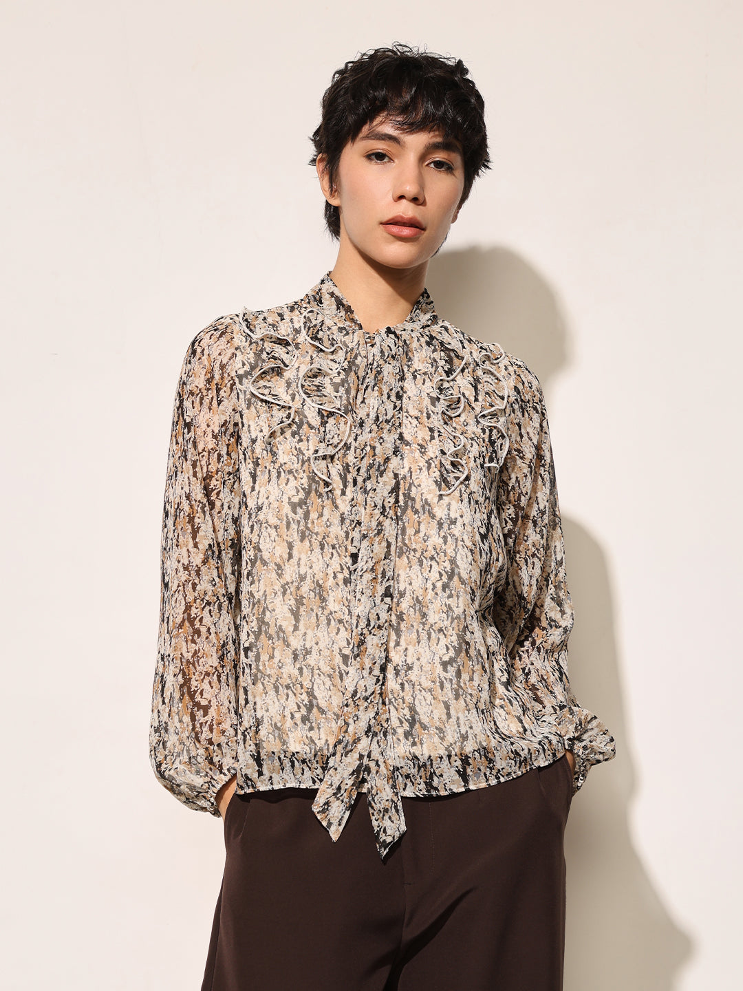 Brown Printed Top