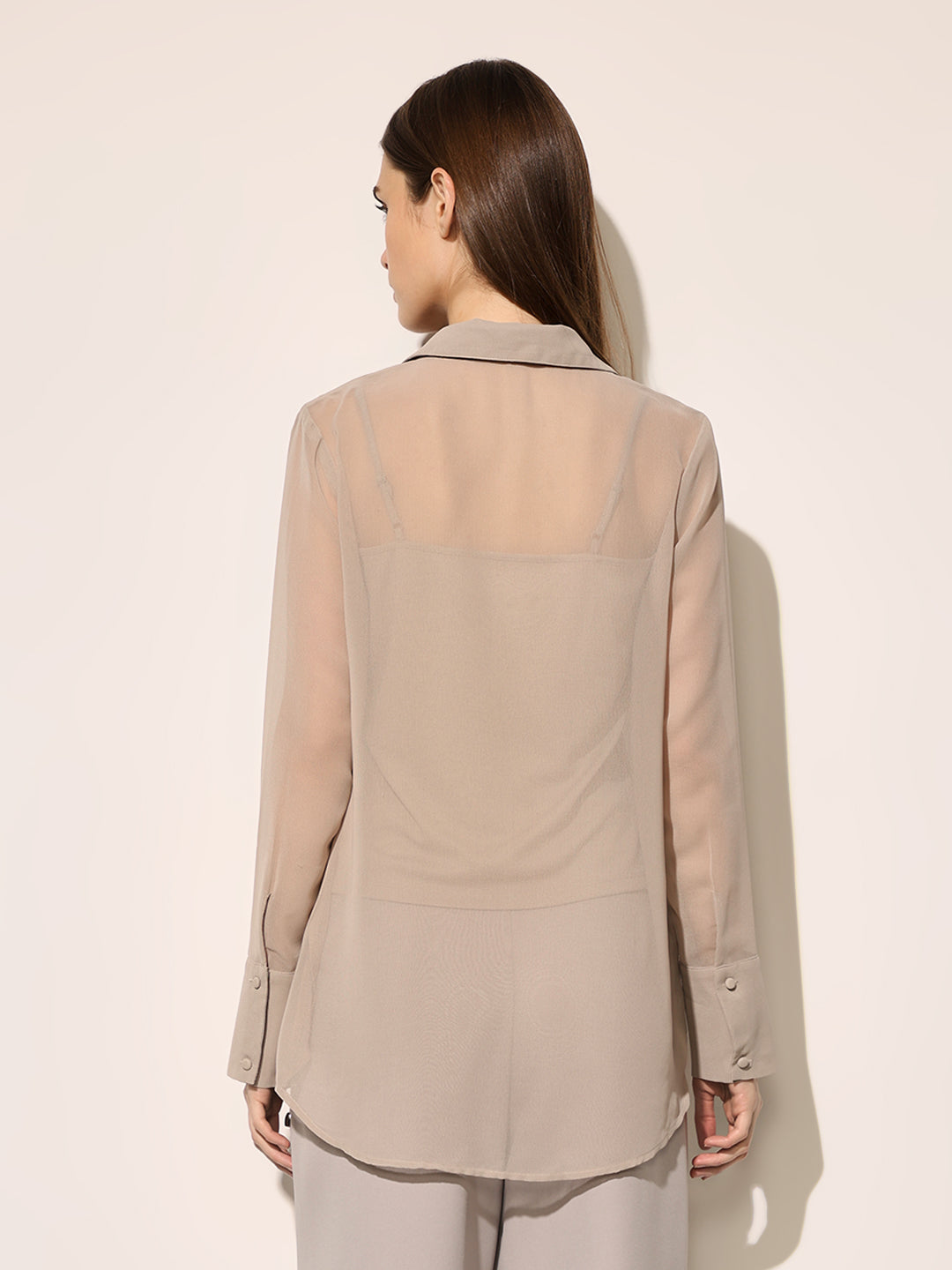 Grey Asymmetric Chiffon Shirt
