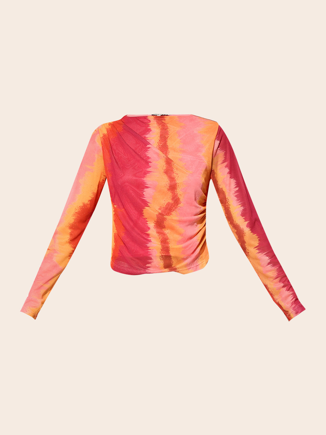 Multi-Colour Printed Cropped Mesh Top