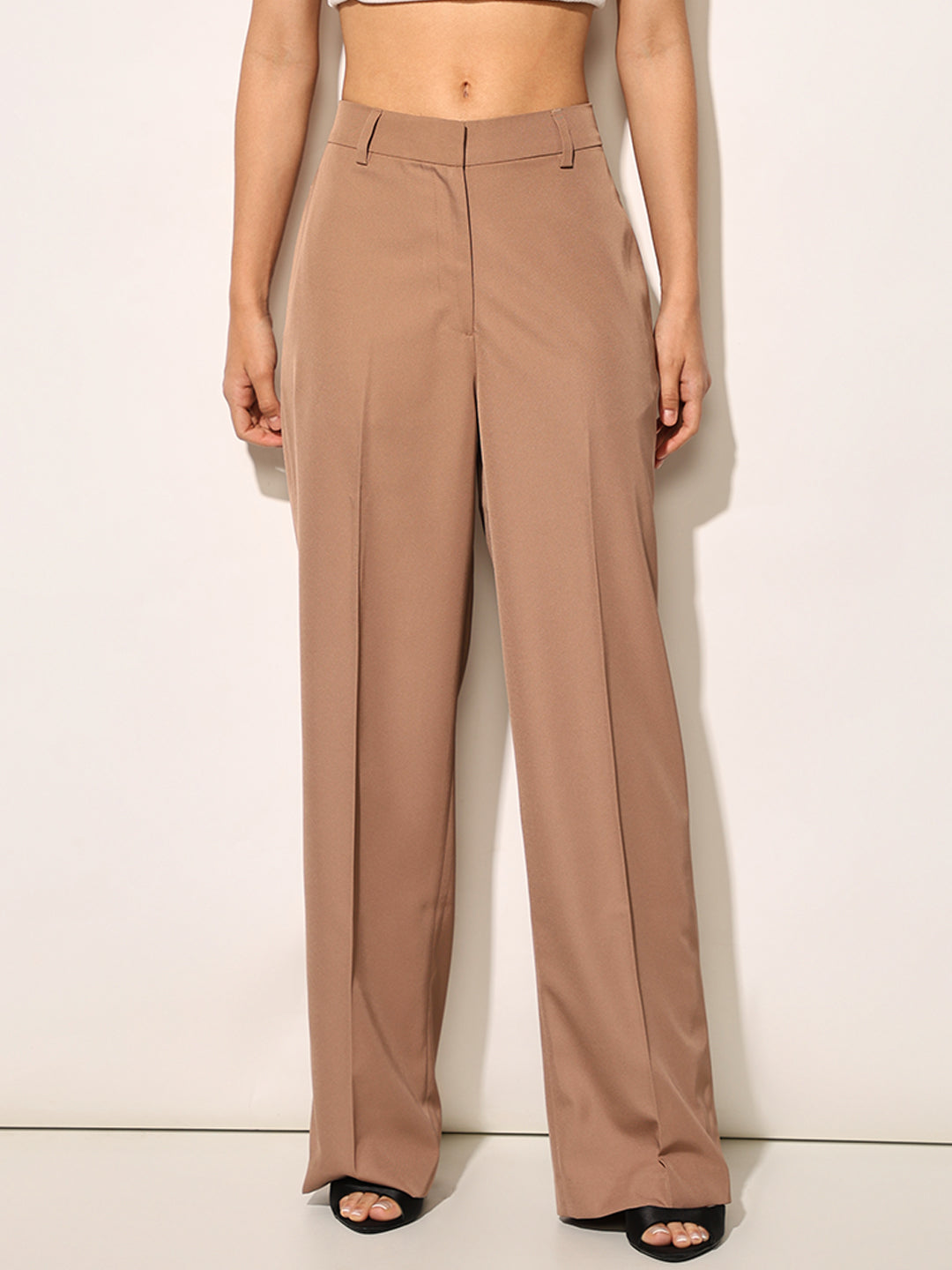Tan Straight Fit Co-ord Set Pants