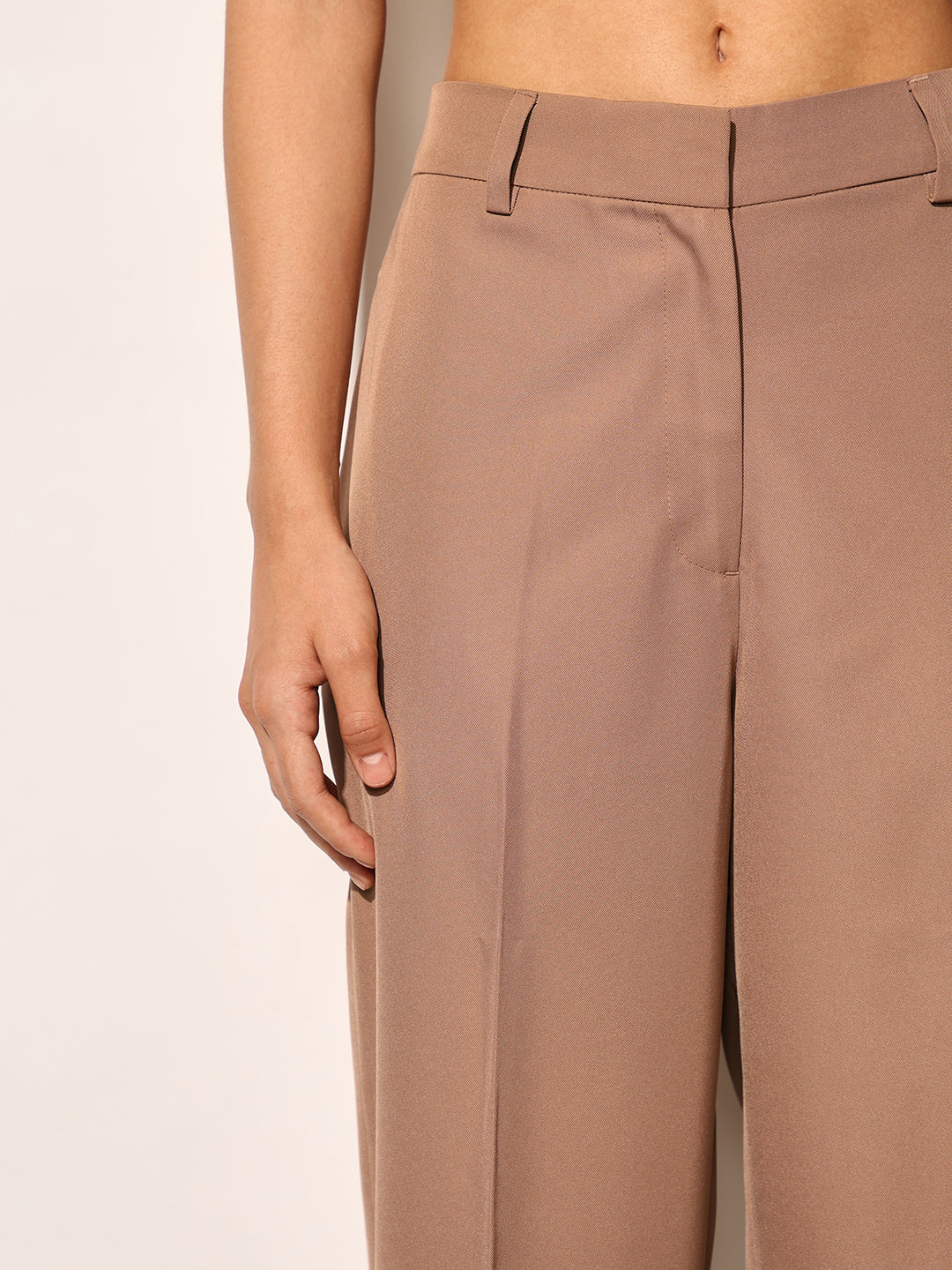 Tan Straight Fit Co-ord Set Pants