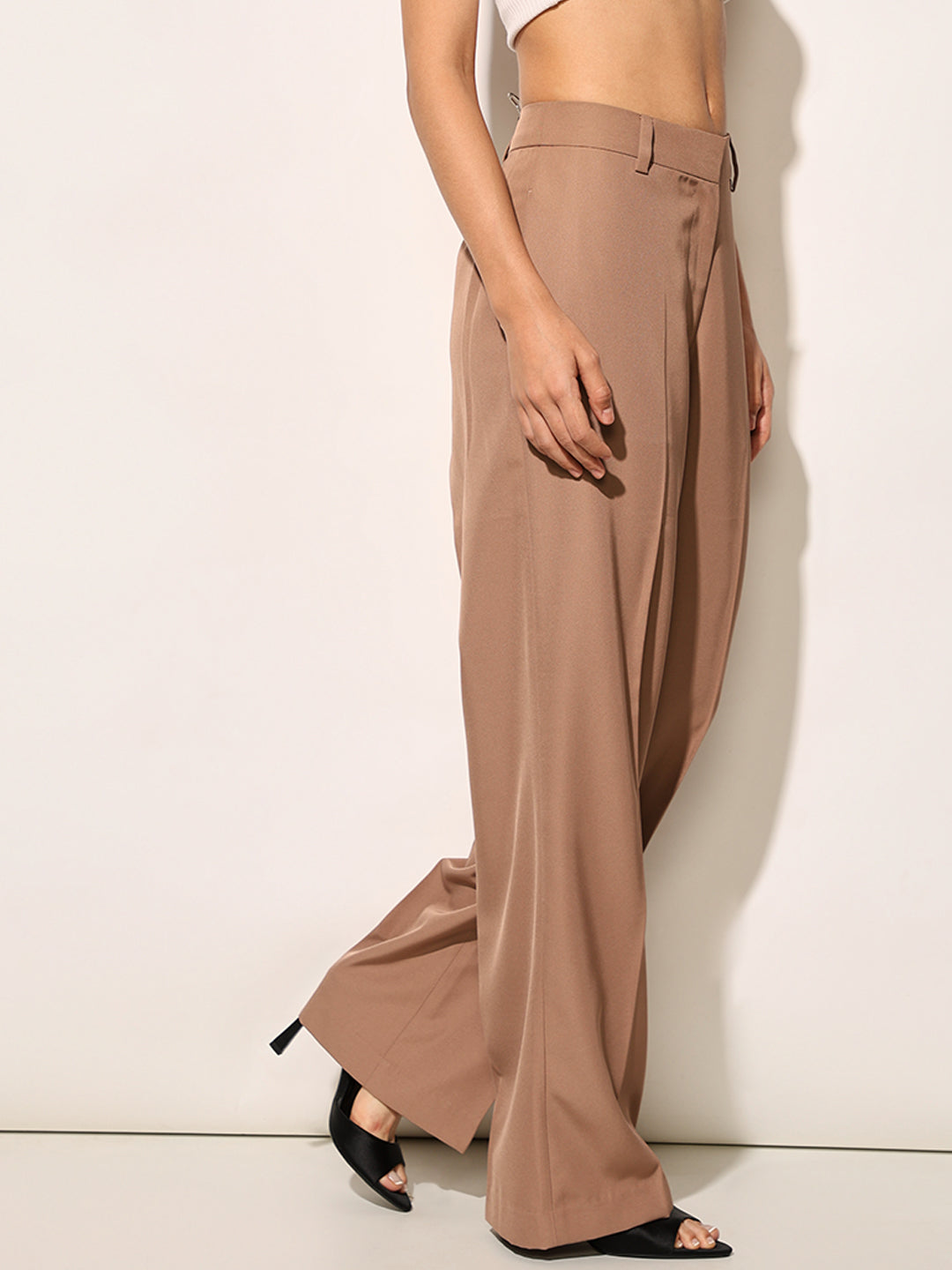 Tan Straight Fit Co-ord Set Pants