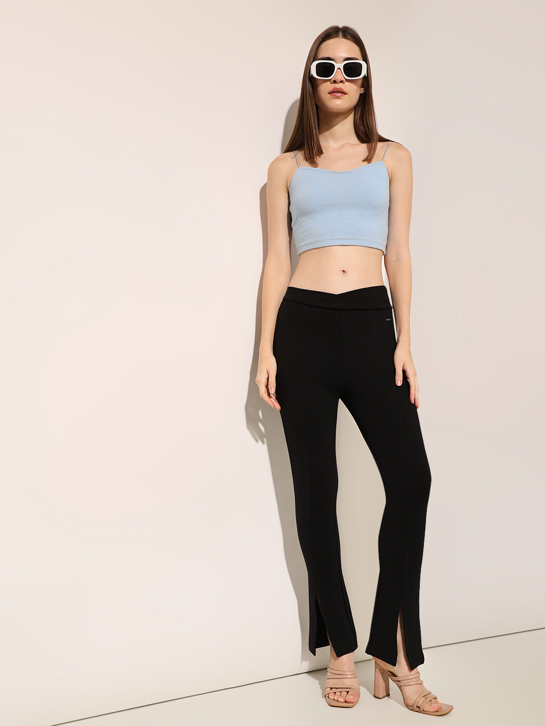 Black High Rise Flared Leggings