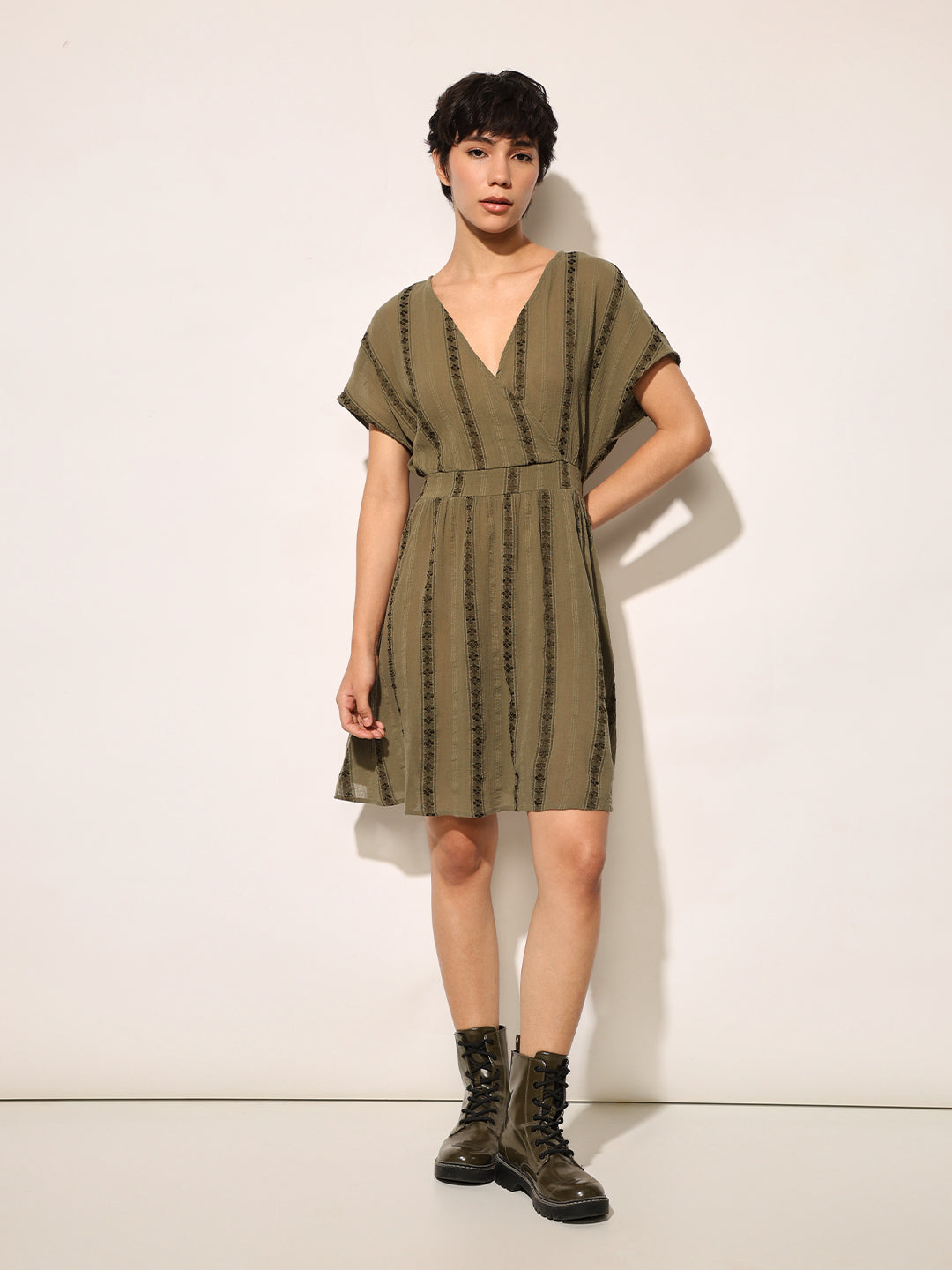 Olive Printed Mini Dress
