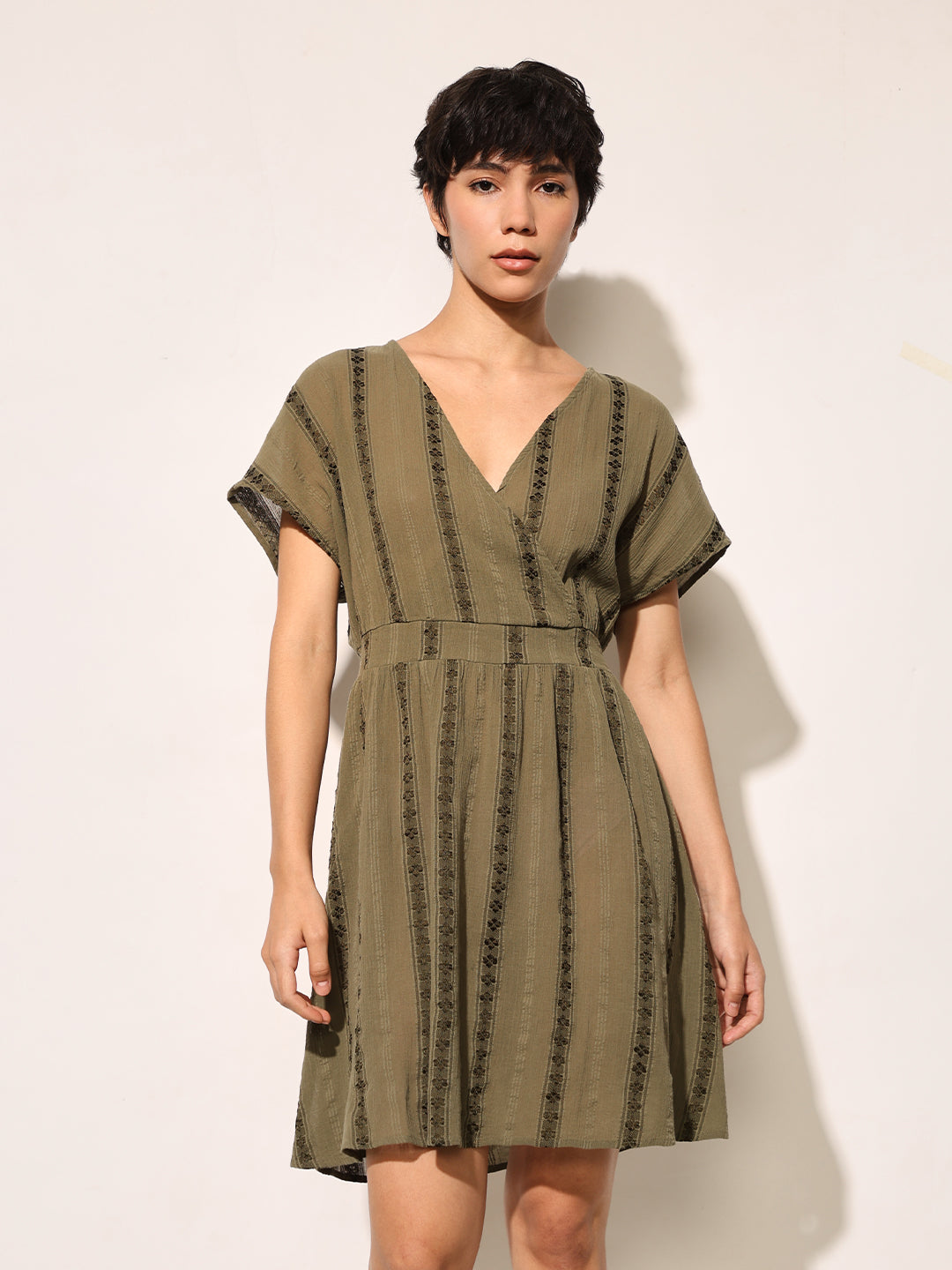 Olive Printed Mini Dress