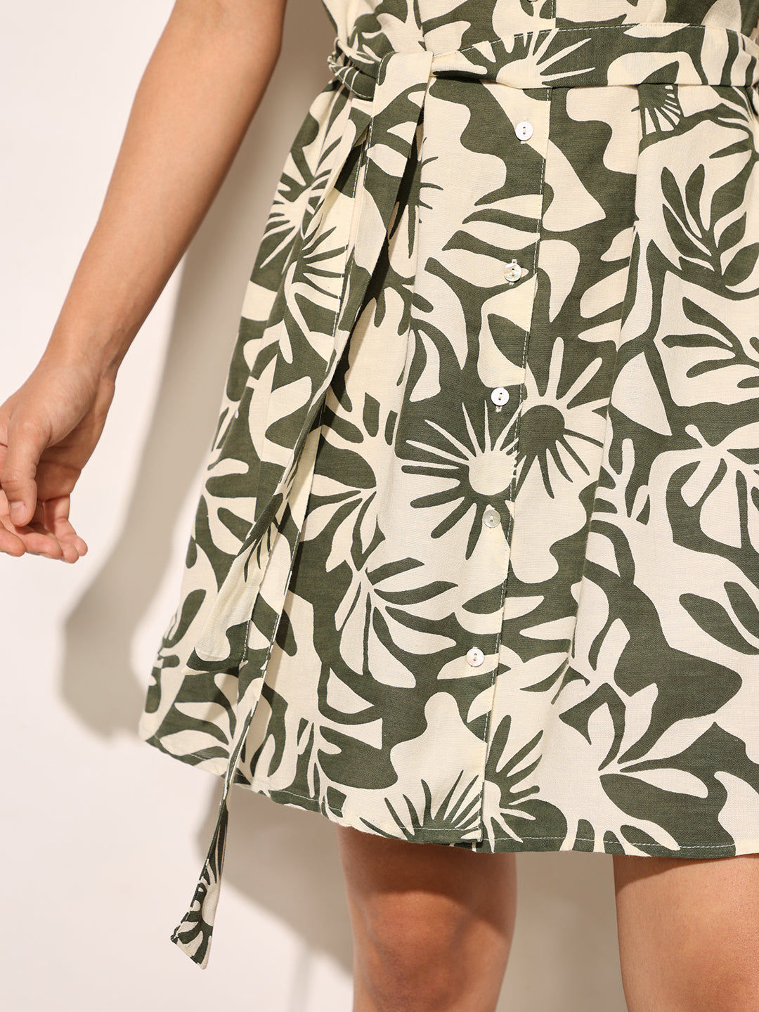 Green Printed Shirt Dress