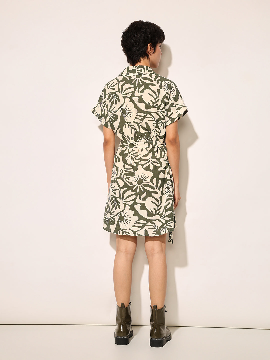 Green Printed Shirt Dress