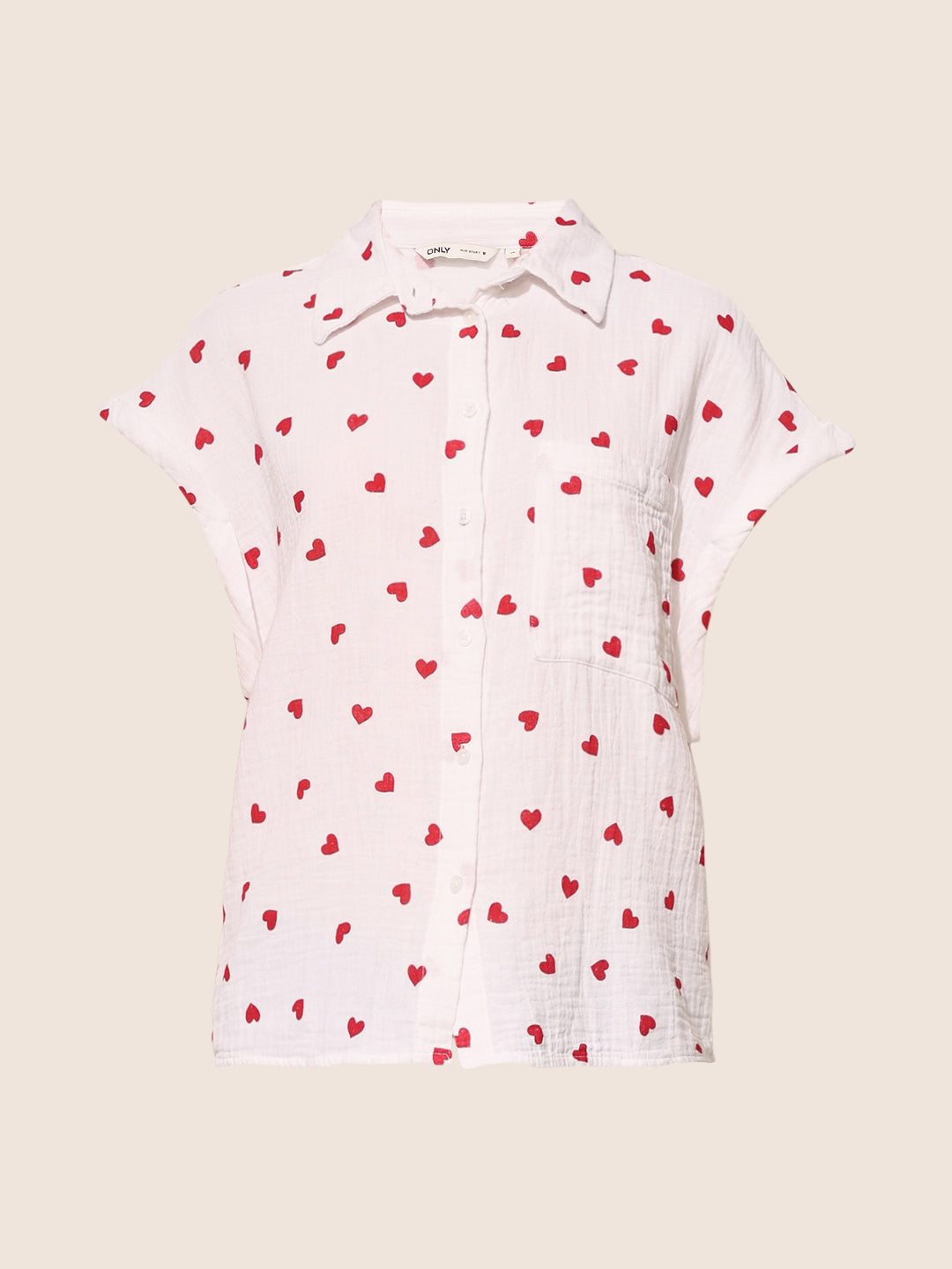 White Heart Print Organic Cotton Shirt