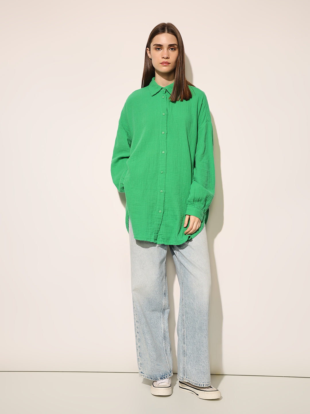 Green Organic Cotton Oversized Shirt