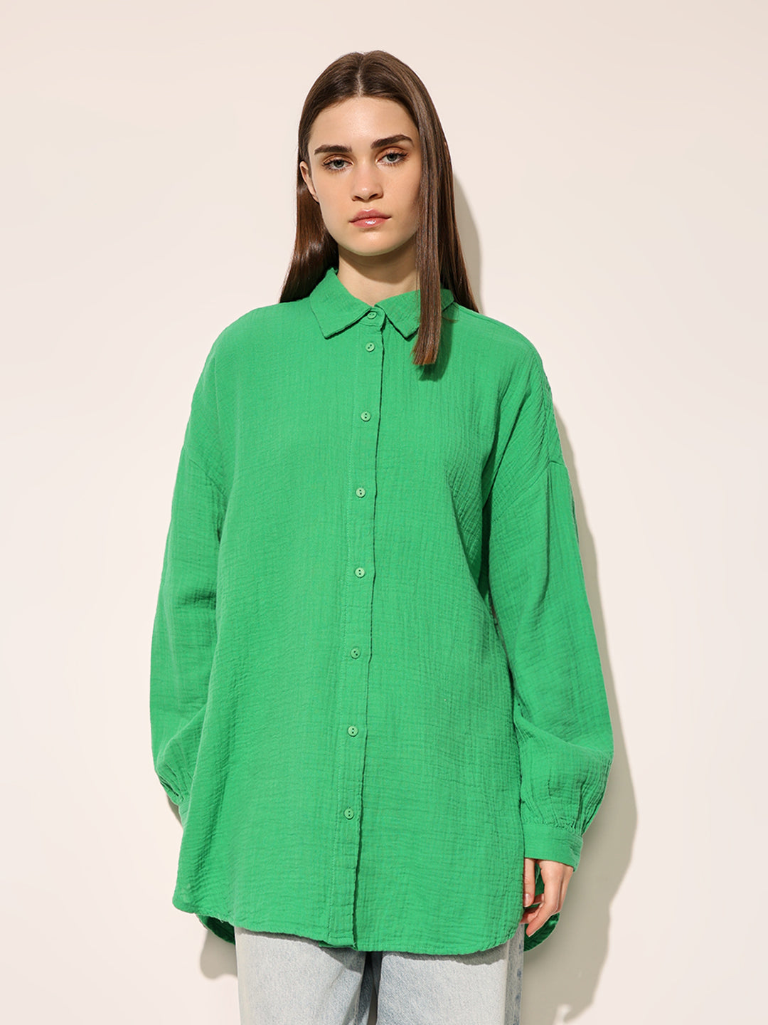 Green Organic Cotton Oversized Shirt