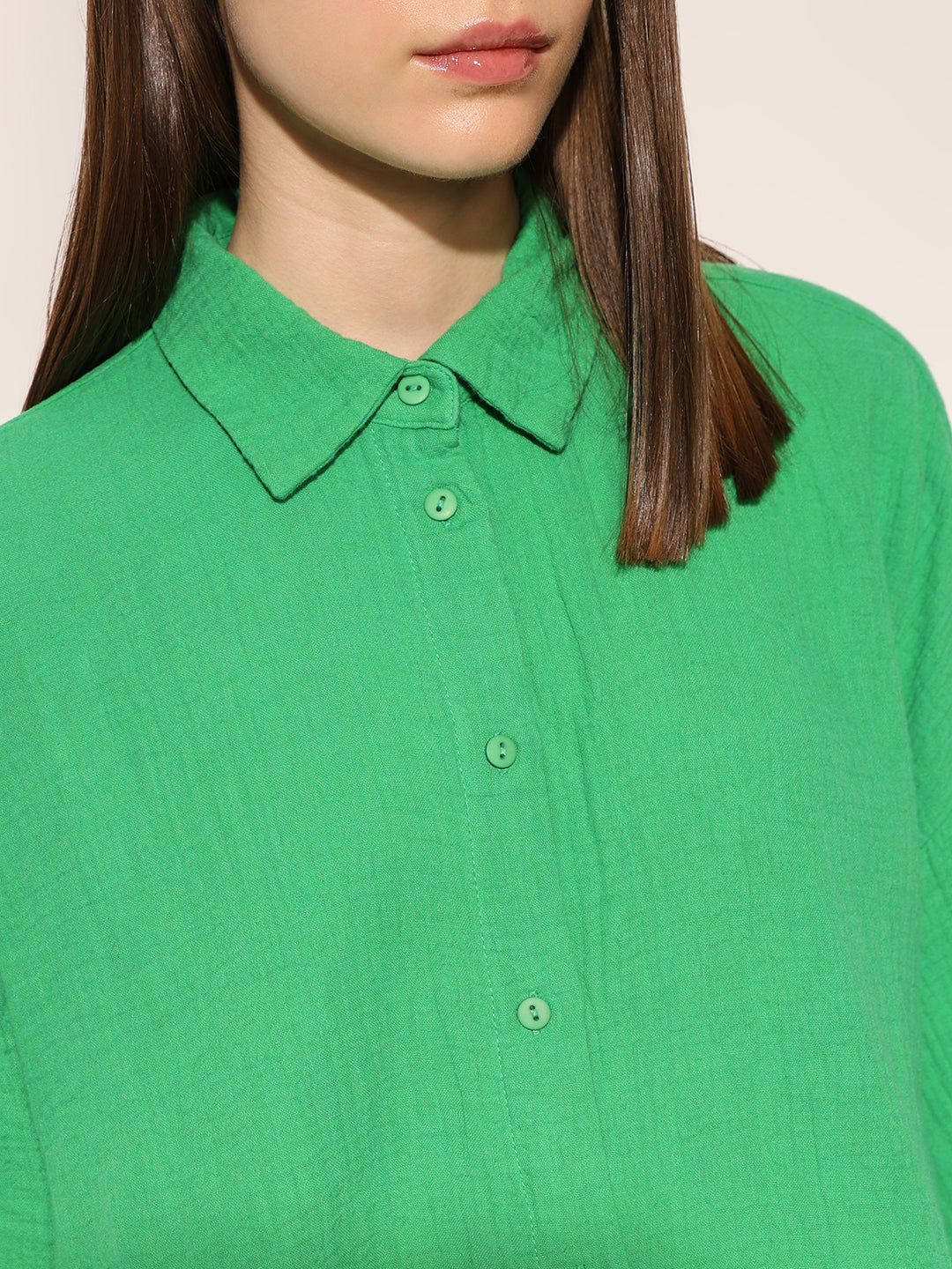 Green Organic Cotton Oversized Shirt