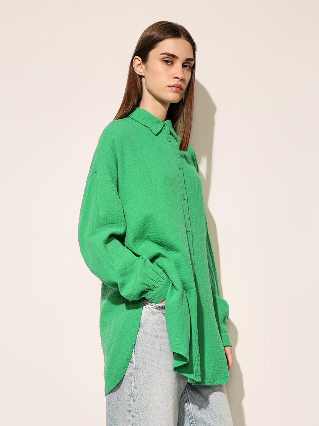 Green Organic Cotton Oversized Shirt