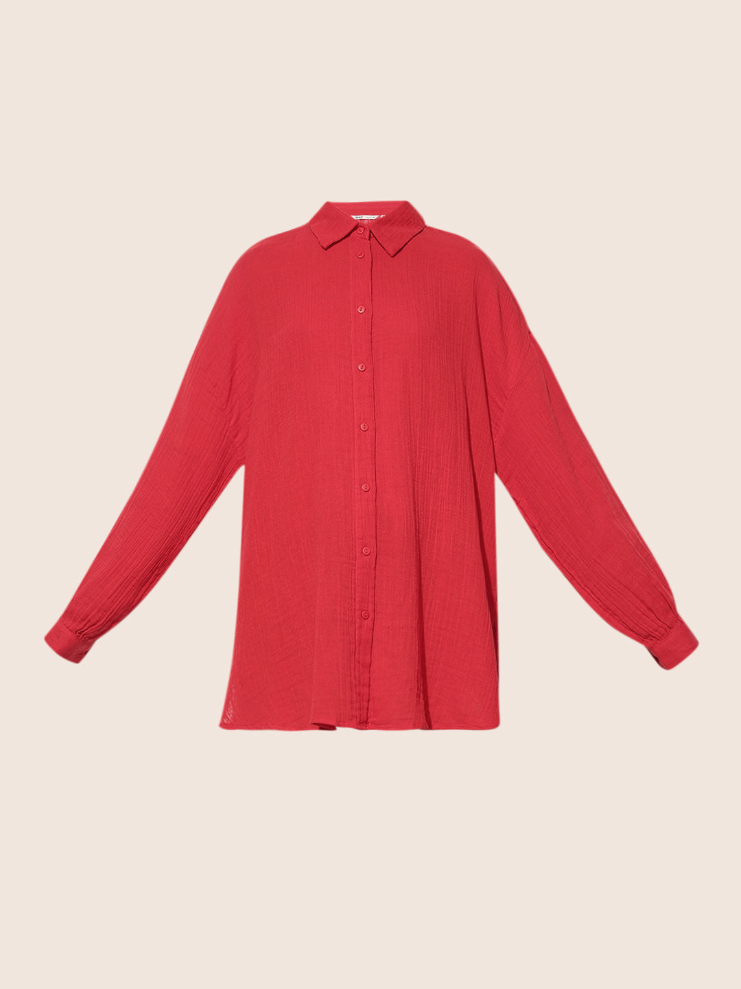 Red Organic Cotton Oversized Shirt