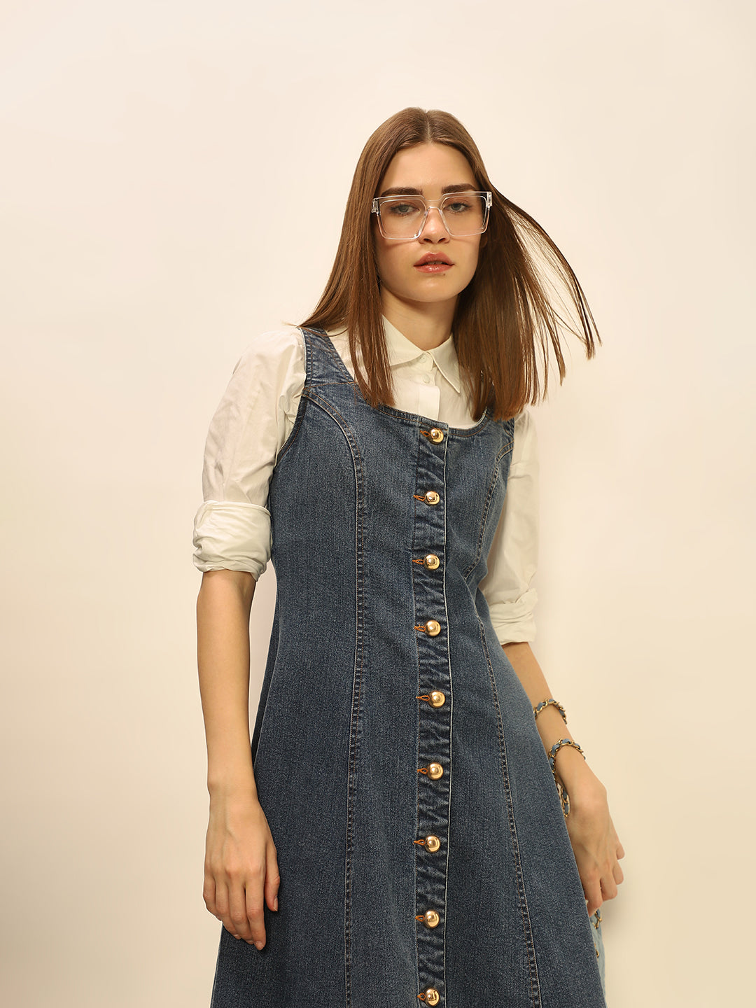 Blue Sleeveless Denim Dress