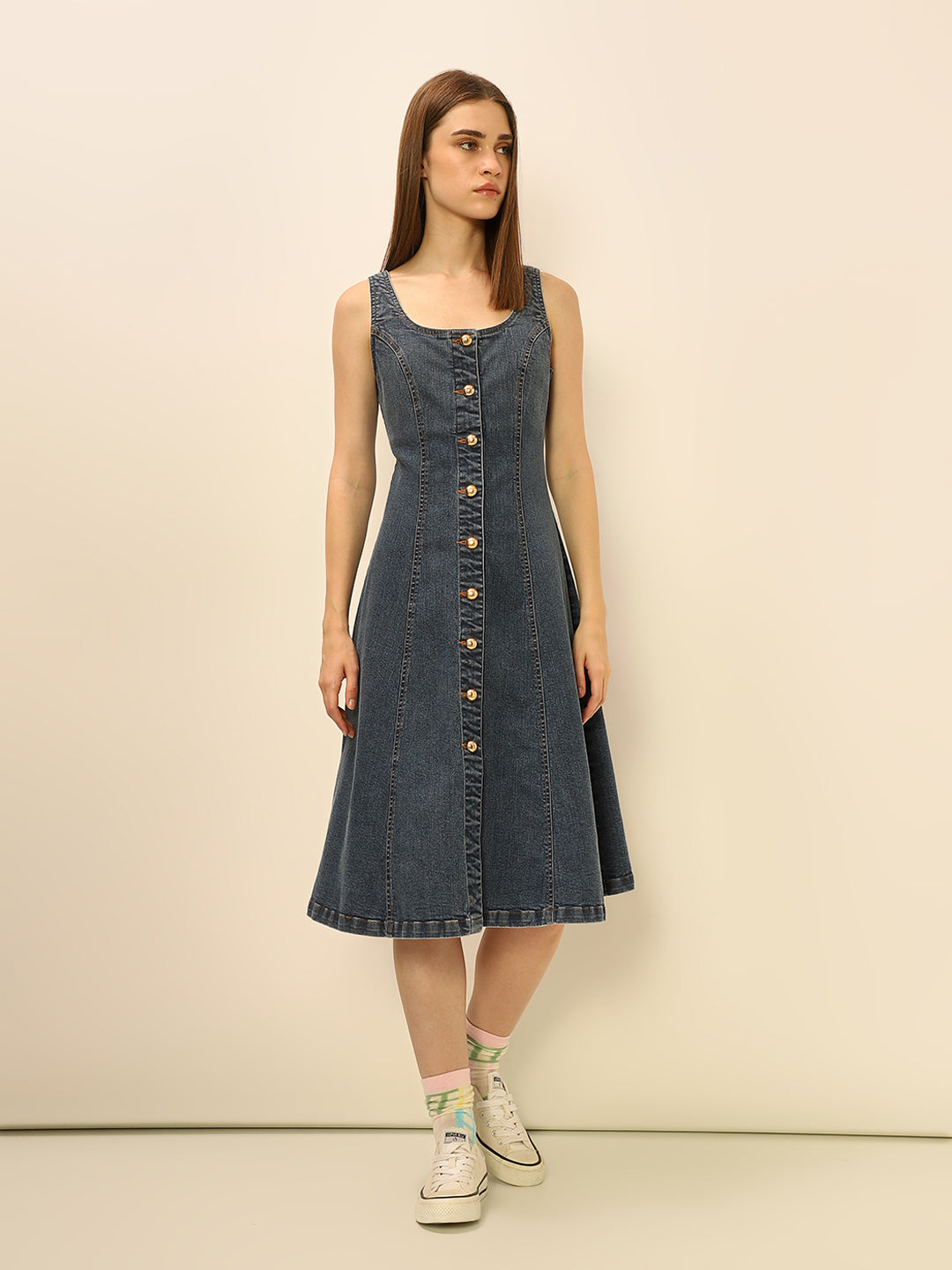 Blue Sleeveless Denim Dress
