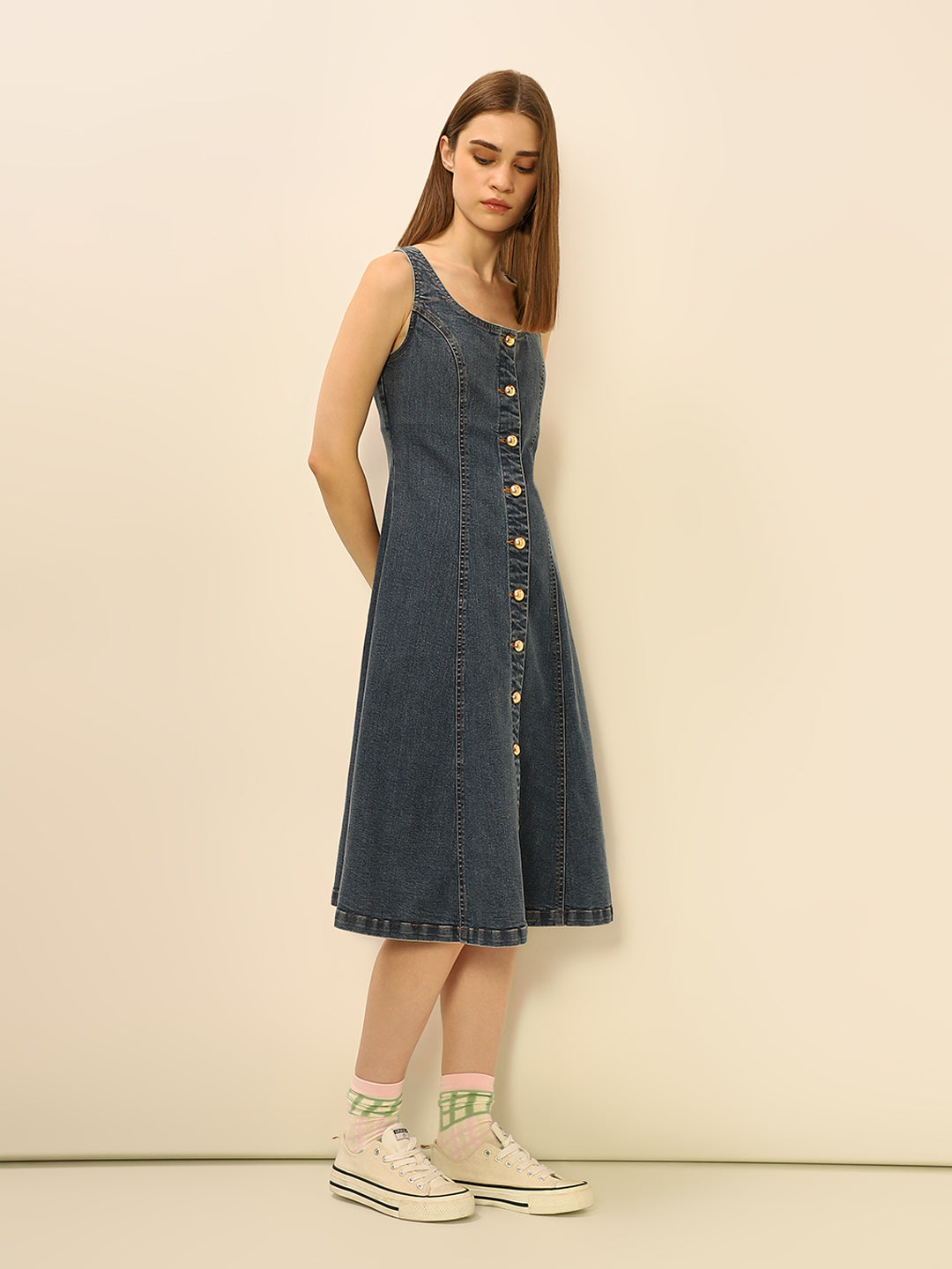Blue Sleeveless Denim Dress