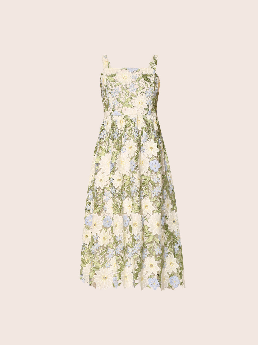 Green Floral Applique Lace Dress