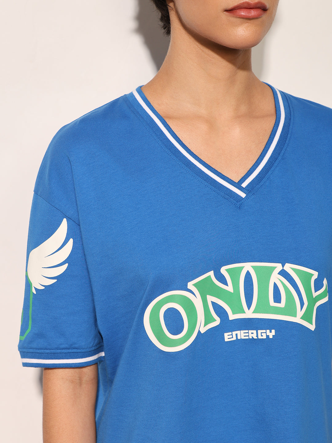 Blue Cotton Printed T-shirt